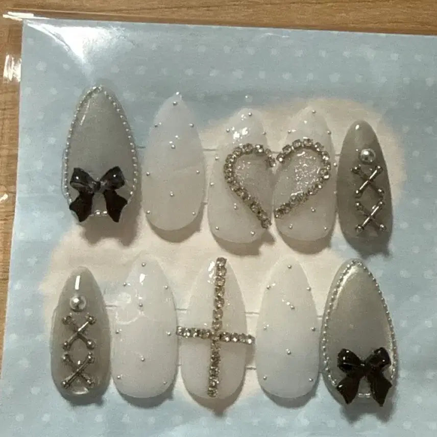 [BUNJANG] Wedding White Gray Nail Tips / 웨딩 화이트 그레이 네일팁 팔아요