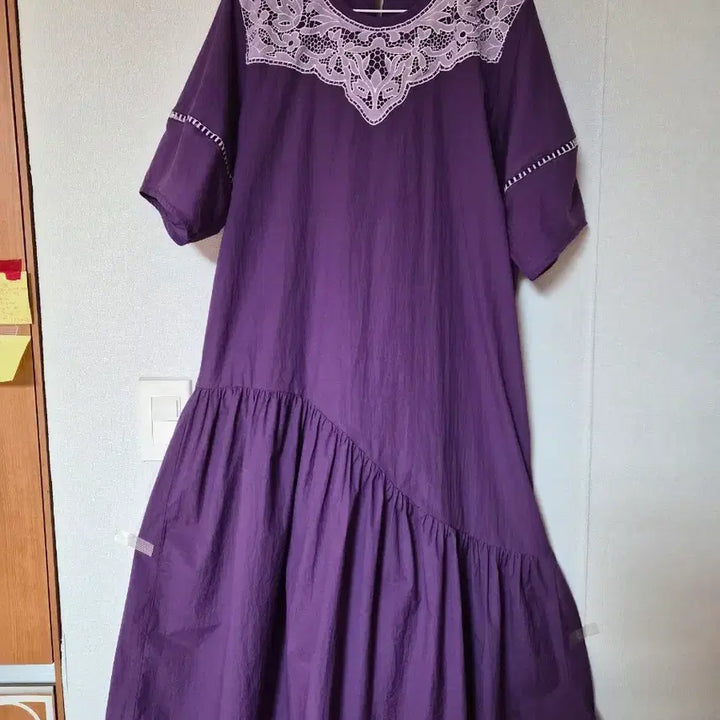 [BUNJANG] Lace Purple Tiered Long Dress / 레이스 퍼플 캉캉 롱 원피스