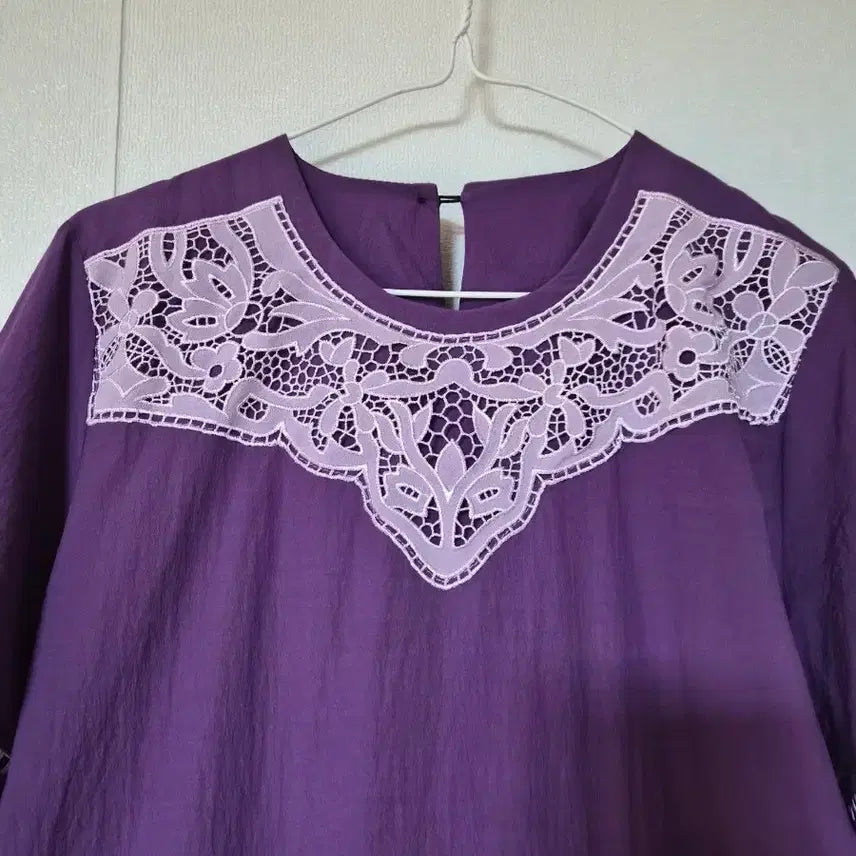 [BUNJANG] Lace Purple Tiered Long Dress / 레이스 퍼플 캉캉 롱 원피스