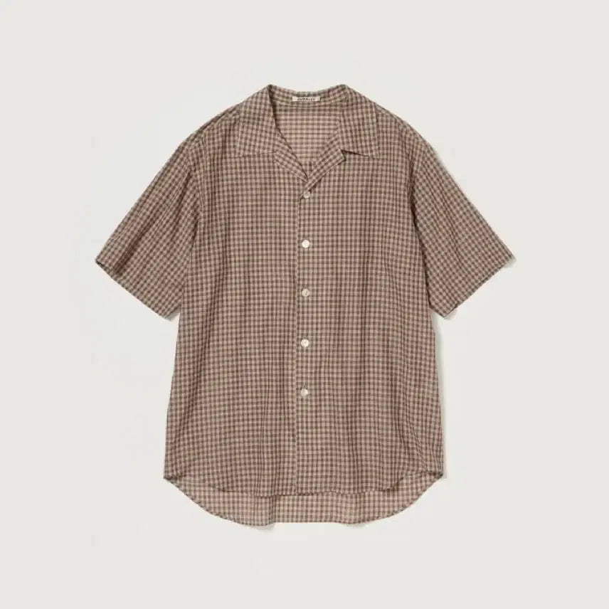 [BUNJANG] AURALEE Airy Light Cotton Check Half Sleeve Shirt Brown / 26ss 오라리 에어리 라이트 코튼 체크 하프 슬리브 셔츠