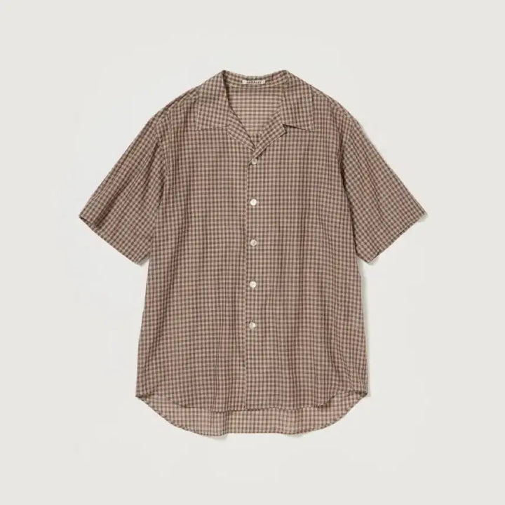 [BUNJANG] AURALEE Airy Light Cotton Check Half Sleeve Shirt Brown / 26ss 오라리 에어리 라이트 코튼 체크 하프 슬리브 셔츠