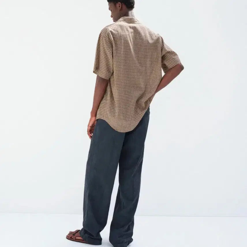 [BUNJANG] AURALEE Airy Light Cotton Check Half Sleeve Shirt Brown / 26ss 오라리 에어리 라이트 코튼 체크 하프 슬리브 셔츠
