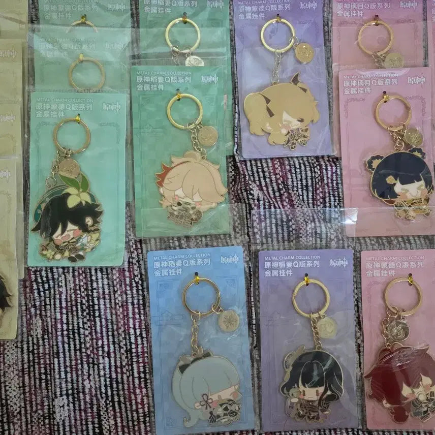 [BUNJANG] Genshin Impact Q Version Metal Keychain Bundle Set / 원신 공식 굿즈 Q버전 금속 키링(원신 캐릭터 메탈 키링) 16개 일괄