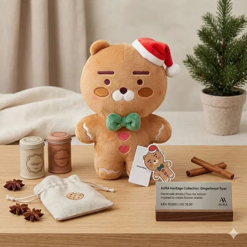 [BUNJANG] Kakao Friends Limited Edition Gingerbread Ryan Plush Doll / 카카오 라이언 한정판 진저브레드 인형