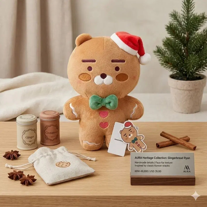 [BUNJANG] Kakao Friends Limited Edition Gingerbread Ryan Plush Doll / 카카오 라이언 한정판 진저브레드 인형