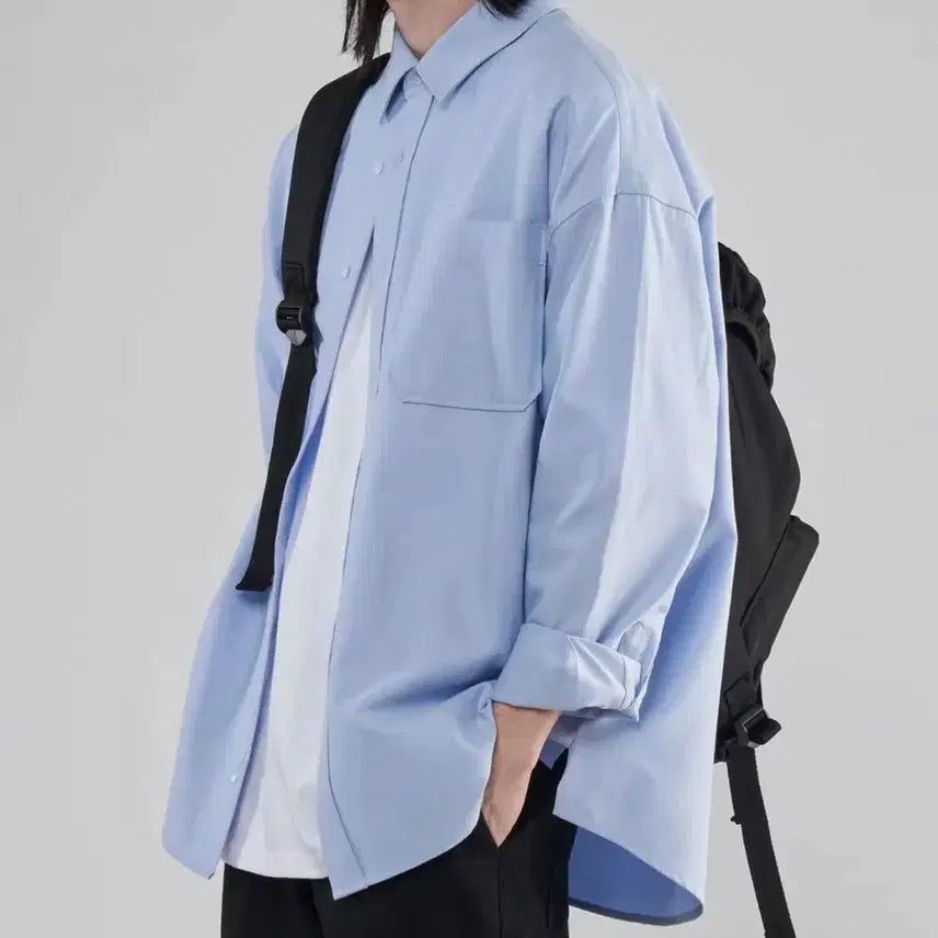 [BUNJANG] Untapped Studio Oversized Sky Blue Shirt / 오버핏 하늘색 남방 셔츠 (언탭트 스튜디오)