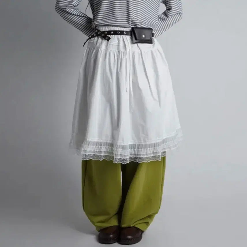 [BUNJANG] Lace Midi Banding Skirt / 레이스 미디 밴딩 스커트