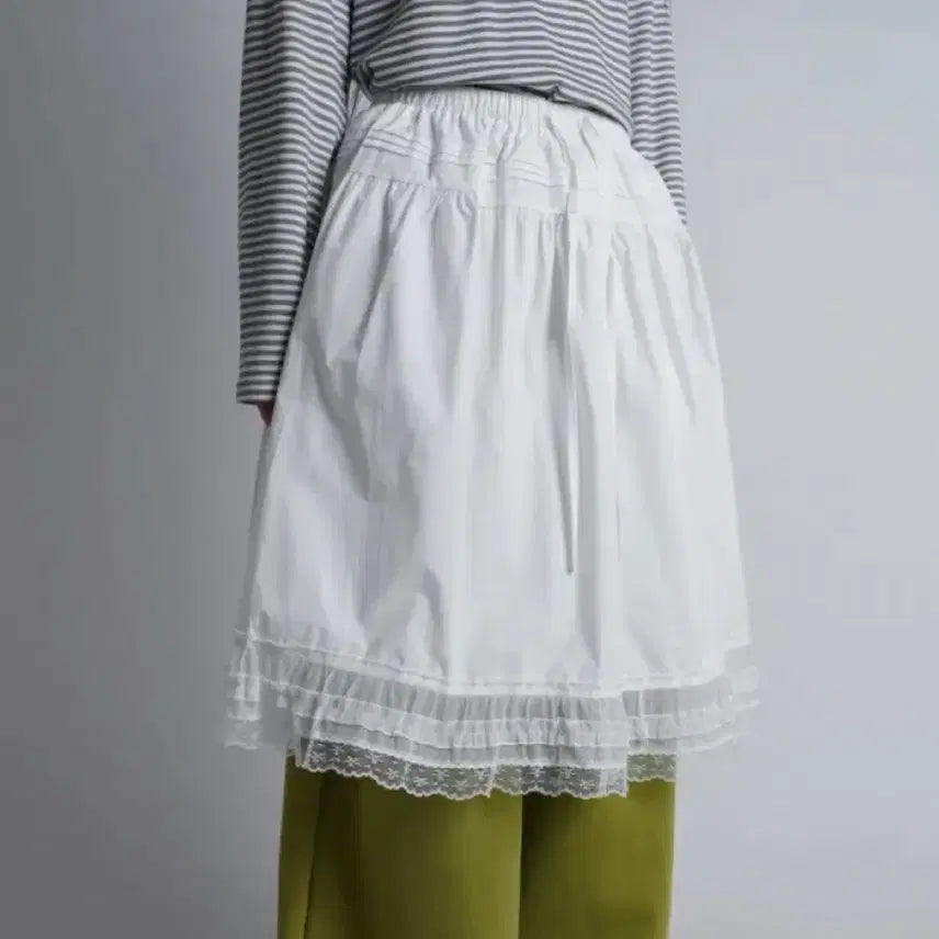 [BUNJANG] Lace Midi Banding Skirt / 레이스 미디 밴딩 스커트