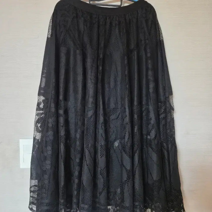 [BUNJANG] Lace Long Skirt Black / 레이스 롱 스커트 블랙