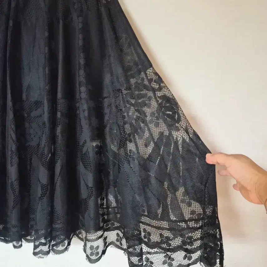 [BUNJANG] Lace Long Skirt Black / 레이스 롱 스커트 블랙