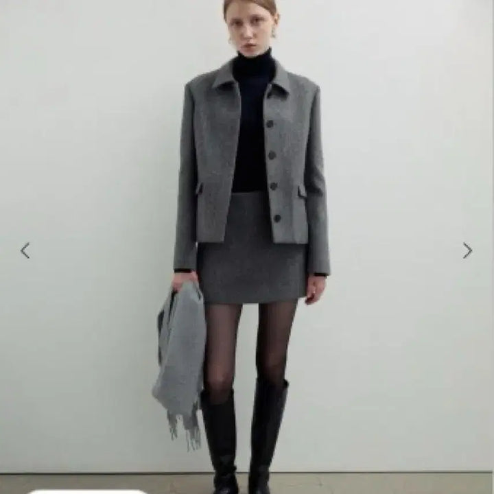 [BUNJANG] Sie Ruan Wool Trouser Skirt Charcoal Mix XS / sie 시에 루안 울 트라우저 스커트 차콜 믹스 XS