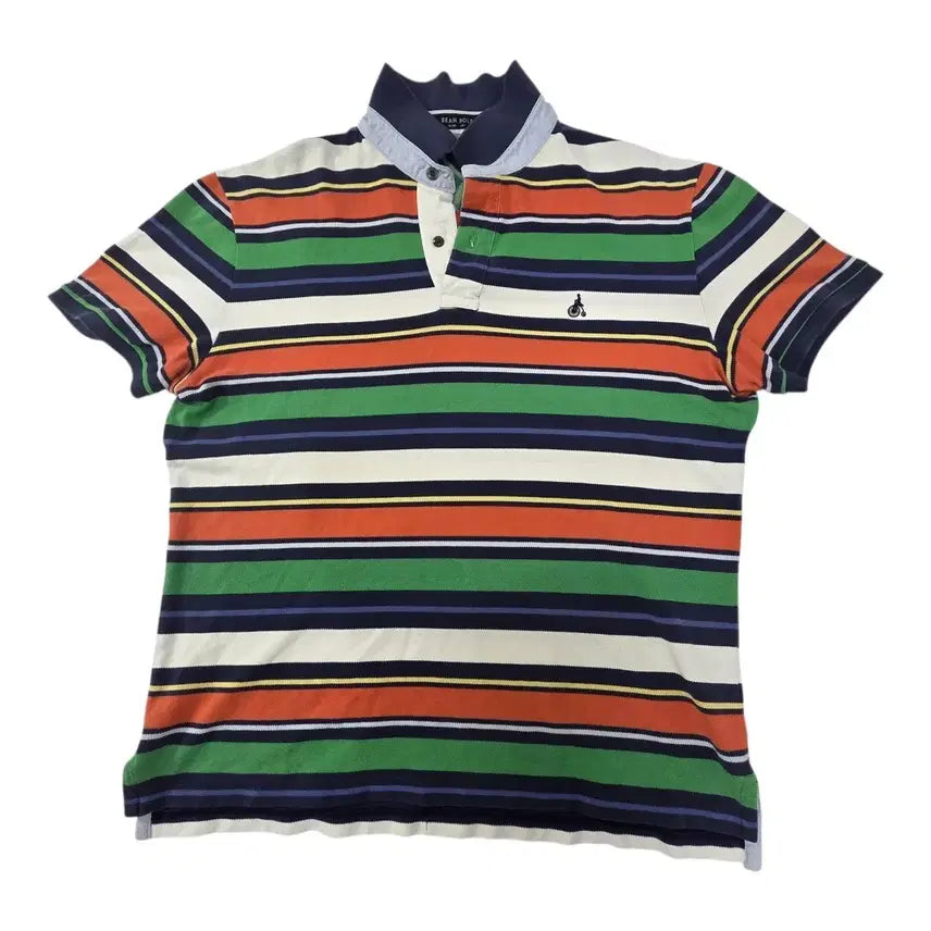 [BUNJANG] Beanpole Slim Fit Striped Polo T-Shirt Size 110 / 빈폴 슬림 110 스트라이프 카라티