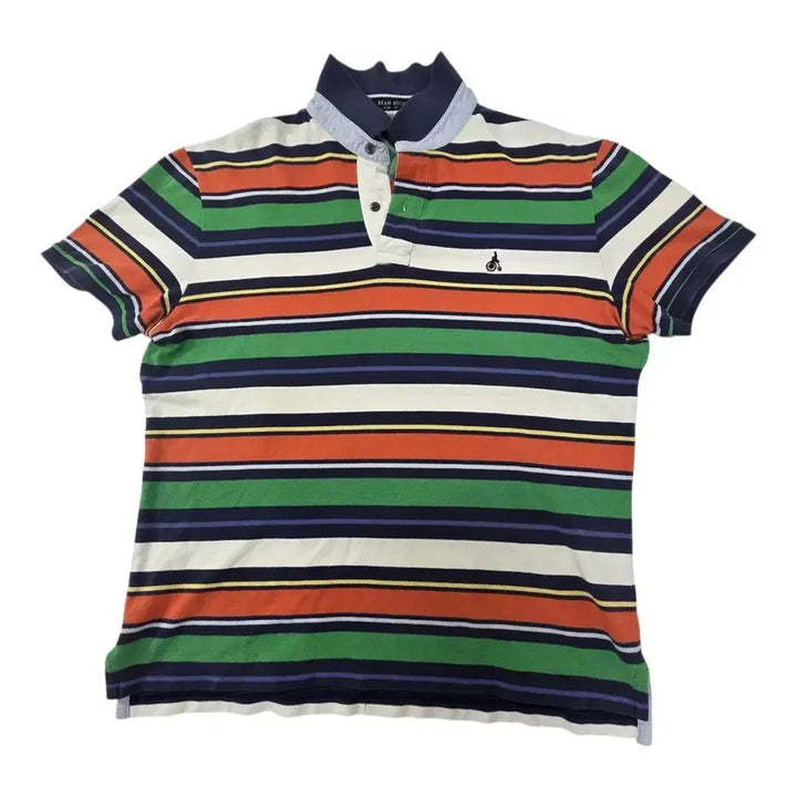 [BUNJANG] Beanpole Slim Fit Striped Polo T-Shirt Size 110 / 빈폴 슬림 110 스트라이프 카라티