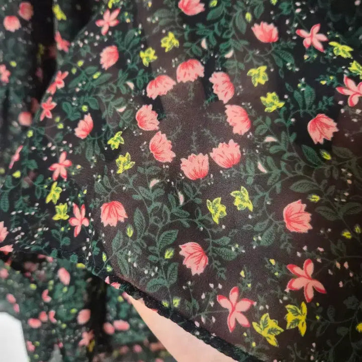 [BUNJANG] Flower Pattern Tiered Long Skirt / 플라워 패턴 캉캉  스커트