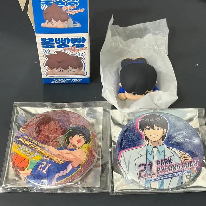 [BUNJANG] Garbage Time Park Byungchan Can Badge &amp; Cheeks Full Figure Set / 가비지타임 갑타 박병찬 캔뱃지 볼빵빵 피규어