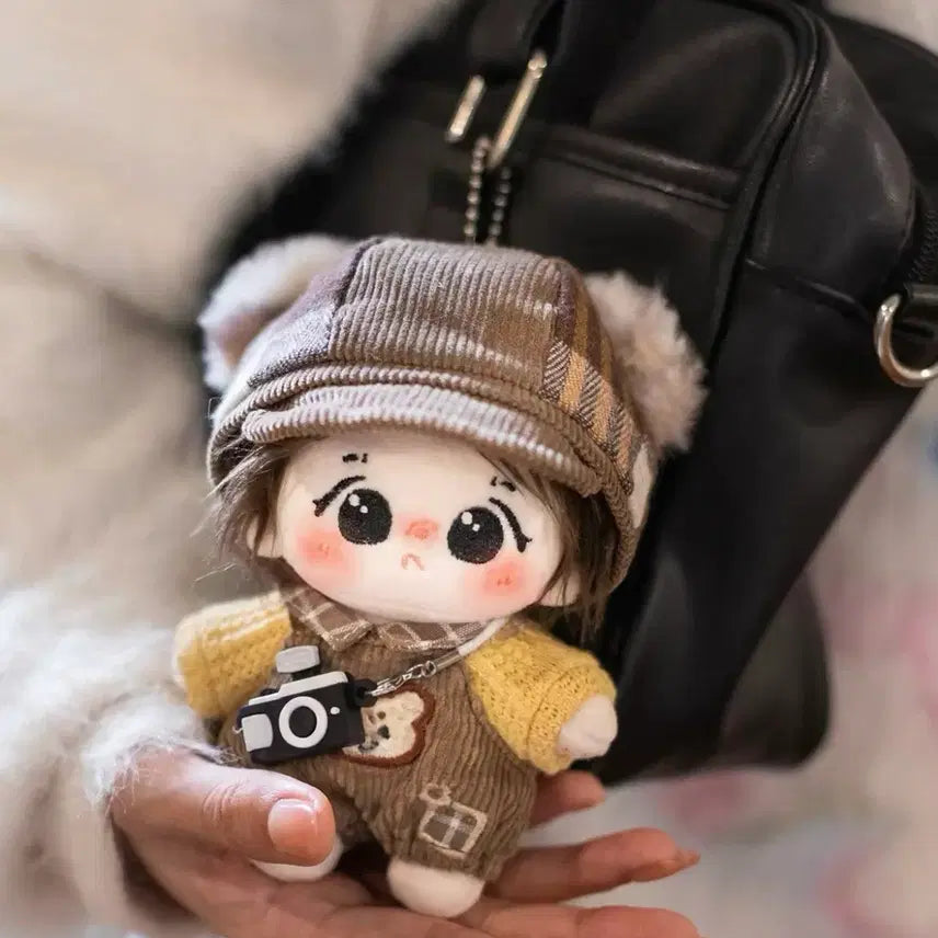 [BUNJANG] 10cm Doll Clothes Fall Photo Bear Beret Set - Brown / 10cm 인형옷 솜인형옷 누이 의상 세트 가을 사진 곰 베레모 브라운