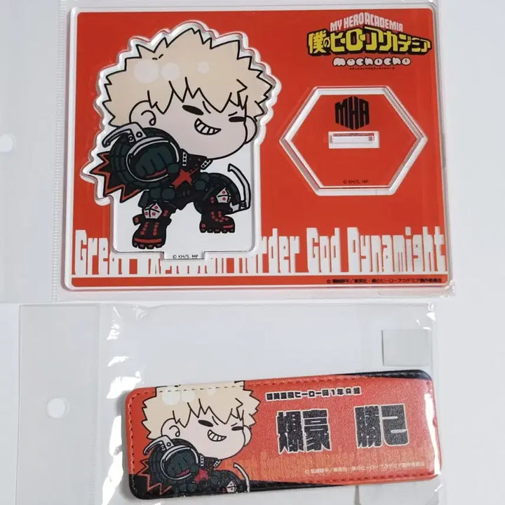 [BUNJANG] My Hero Academia Bakugo Mochocho Acrylic Stand &amp; Leather Badge Bundle Set / 나의 히어로 아카데미아 바쿠고 mochocho 아크릴, 가죽 배지 일괄