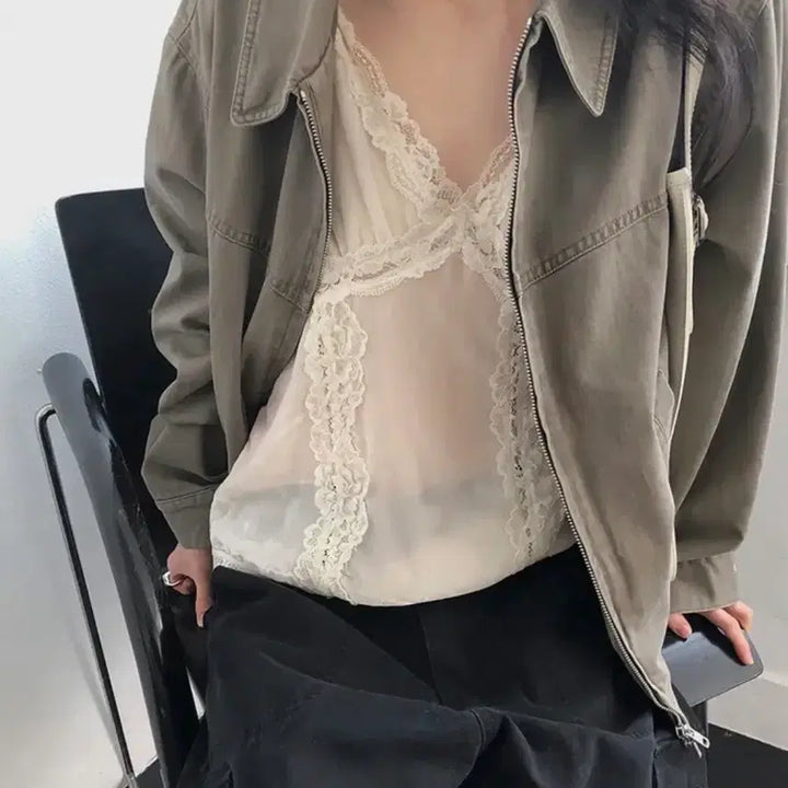 [BUNJANG] Maybe Baby Khaki Brown Jacket / 메이비베이비 카키브라운 자켓