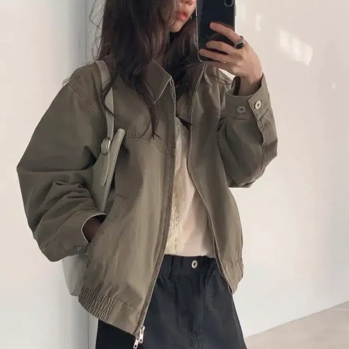 [BUNJANG] Maybe Baby Khaki Brown Jacket / 메이비베이비 카키브라운 자켓