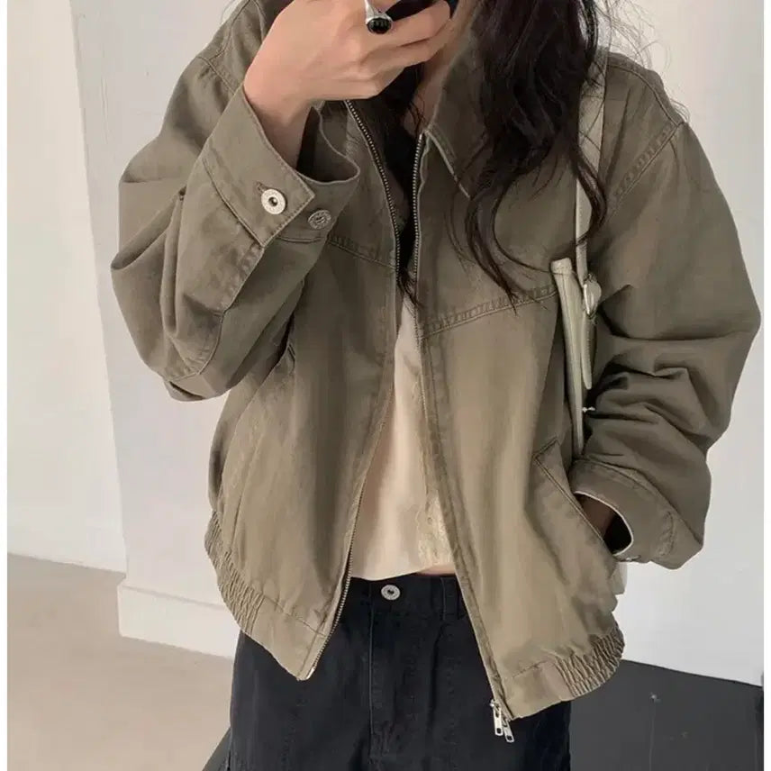 [BUNJANG] Maybe Baby Khaki Brown Jacket / 메이비베이비 카키브라운 자켓