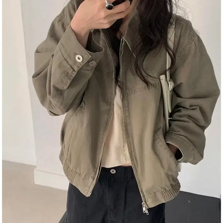 [BUNJANG] Maybe Baby Khaki Brown Jacket / 메이비베이비 카키브라운 자켓