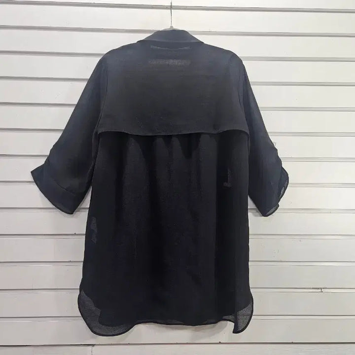[BUNJANG] Black 7/8 Sleeve Shirring Detail Long Blouse / 블랙  칠부소매  셔링포인트 롱블라우스/보물찾기천사