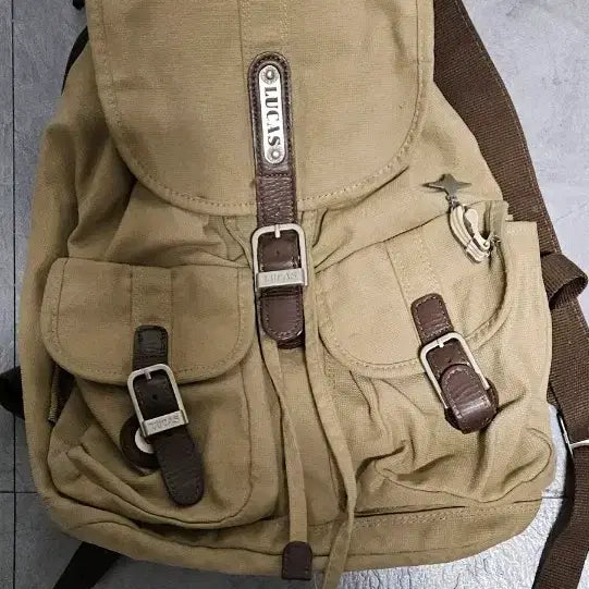 [BUNJANG] Lucas Y2K Two-Pocket Backpack Beige / 루카스 LUCAS 투포켓 백팩 Y2K 베이지