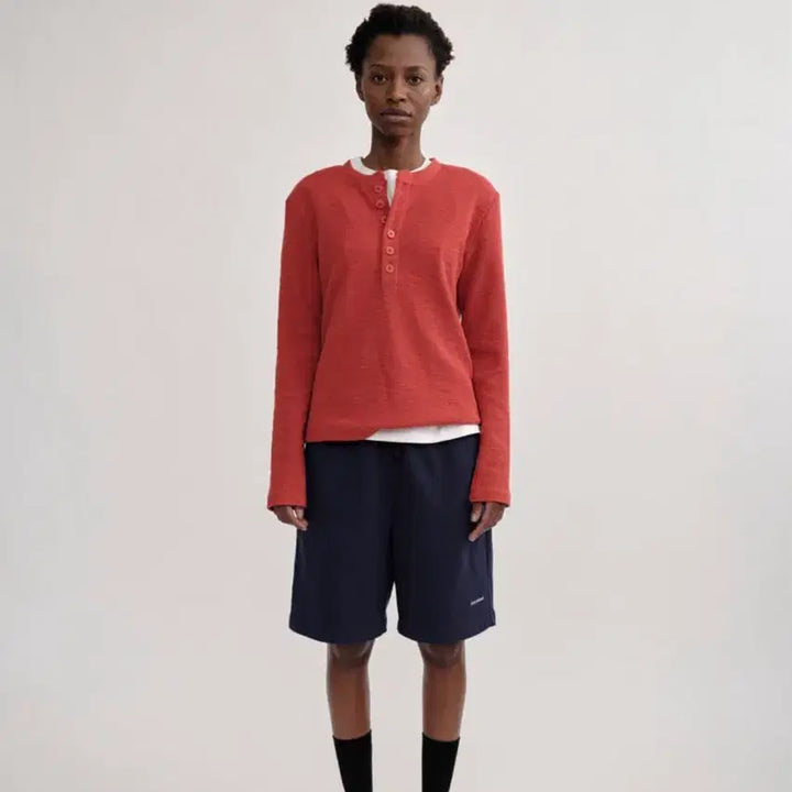 [BUNJANG] Color Color Henley Neck Long Sleeve T-Shirt / 컬러컬러 헨리넥 긴팔 티셔츠
