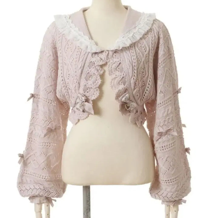[BUNJANG] Lizlisa Cropped Ribbon Sailor Cardigan / 리즈리사 크롭 리본 세일러 가디건 / 양산형 지뢰계 로리타 히메갸루 일브