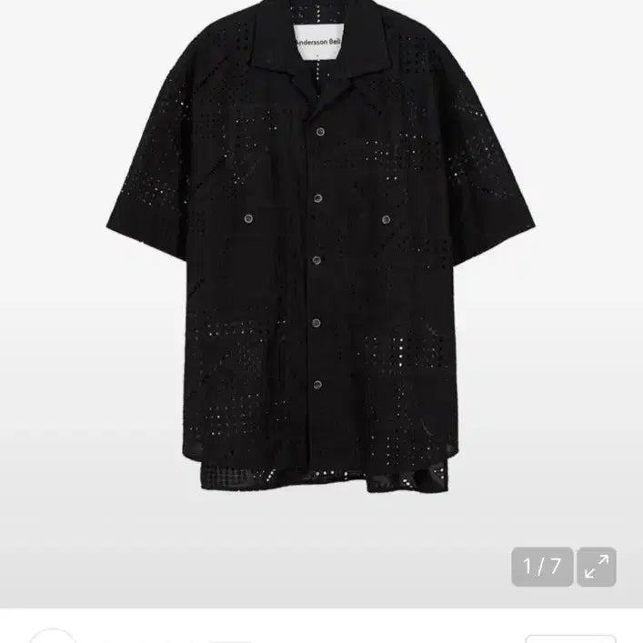 [BUNJANG] Andersson Bell Open Collar Black Embroidered Shirt L / 앤더슨벨 오픈카라 블랙 셔츠 L