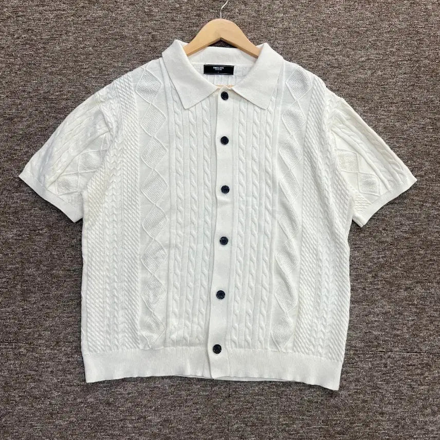 [BUNJANG] Trillion Cable Knit Short Sleeve Polo T-Shirt L / 트릴리온 케이블 니트 반팔 카라티 L