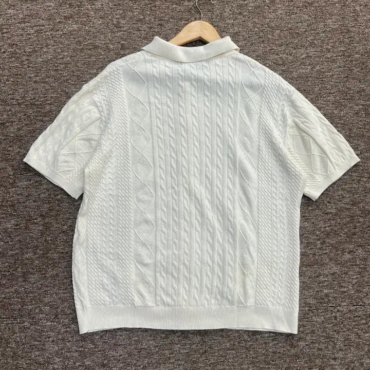 [BUNJANG] Trillion Cable Knit Short Sleeve Polo T-Shirt L / 트릴리온 케이블 니트 반팔 카라티 L