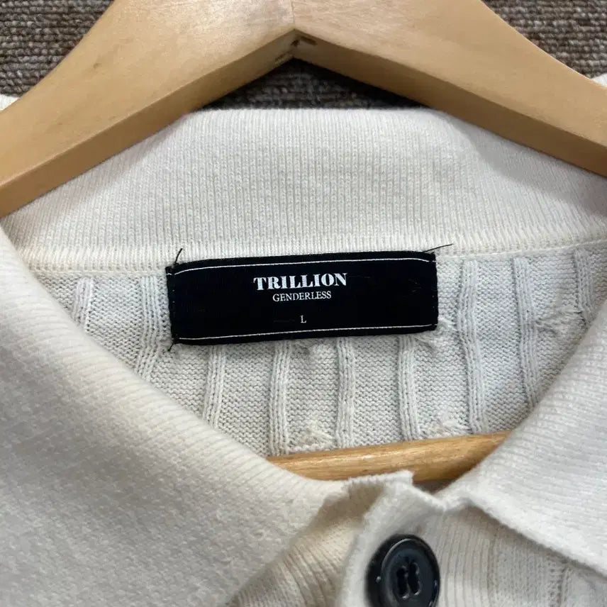 [BUNJANG] Trillion Cable Knit Short Sleeve Polo T-Shirt L / 트릴리온 케이블 니트 반팔 카라티 L