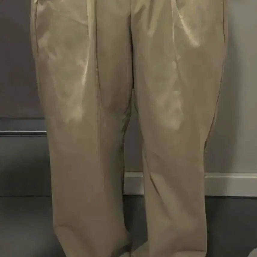 [BUNJANG] Beige Wide Pin-tuck Chino Pants / 베이지 와이드 핀턱 치노팬츠