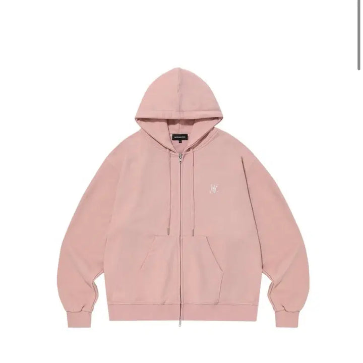 [BUNJANG] WOOALONG Signature Hoodie Zip-up Pink / 우알롱 시그니처 후드집업 핑크