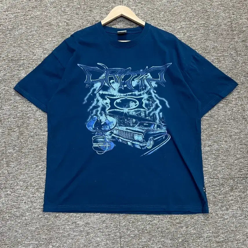 [BUNJANG] Critic Printing Short Sleeve T-shirt Navy XL / 크리틱 프린팅 반팔티 네이비 XL