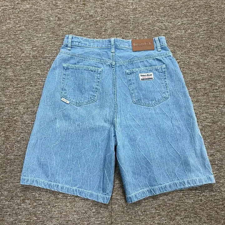 [BUNJANG] Ebbets Field Pattern Light Wash Denim Shorts - Size M / 이벳필드 연청 패턴 데님 반바지 M