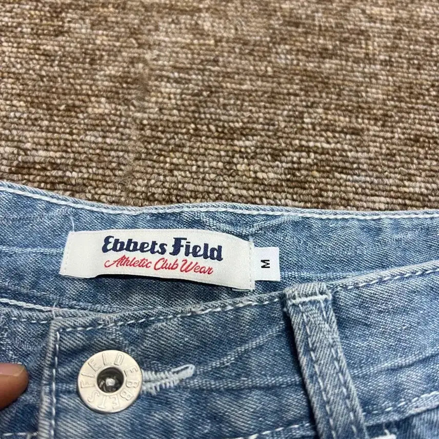 [BUNJANG] Ebbets Field Pattern Light Wash Denim Shorts - Size M / 이벳필드 연청 패턴 데님 반바지 M