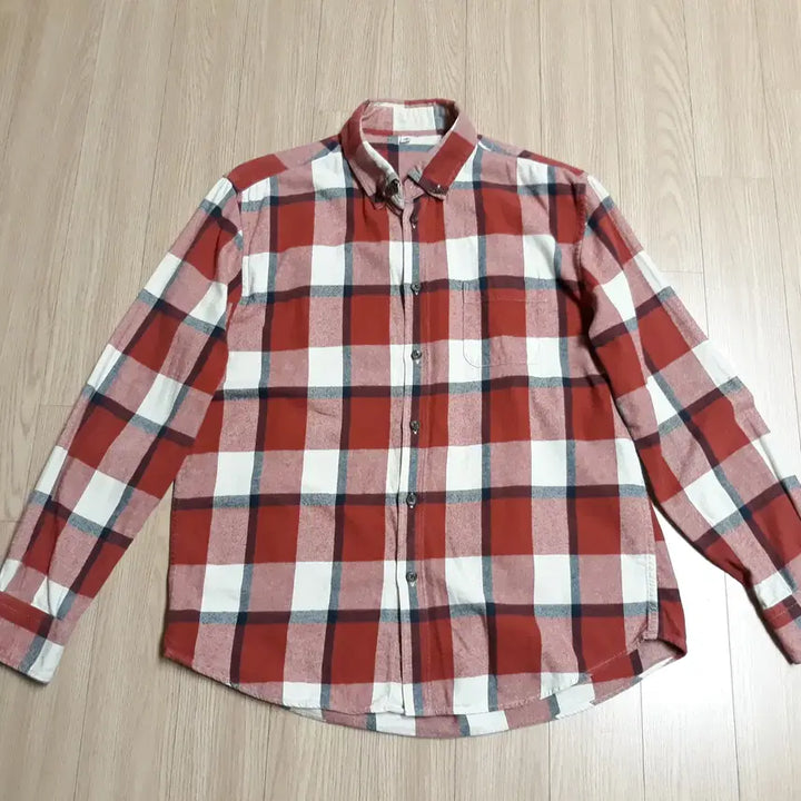 [BUNJANG] Red Check Pattern Button-Down Shirt (XL) / 체크 남방 셔츠 카라 버튼다운 (XL)