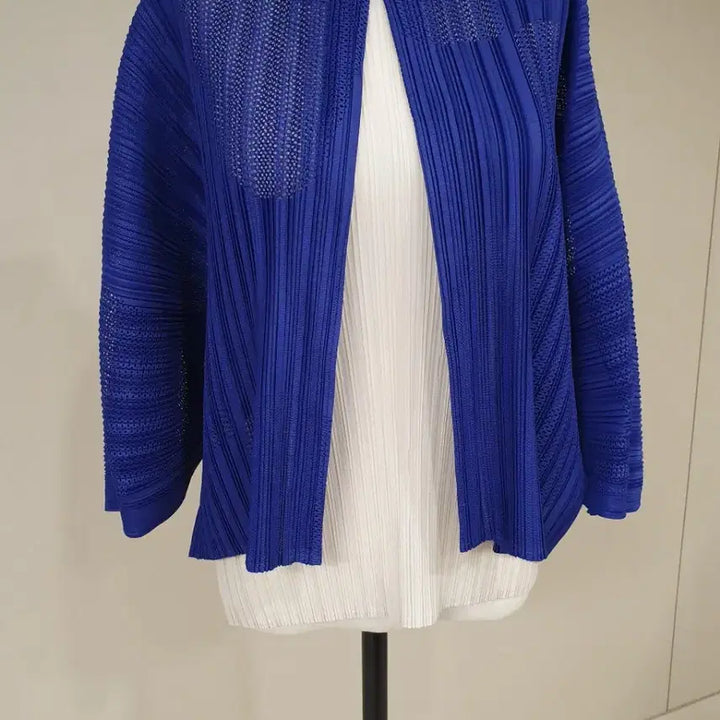 [BUNJANG] Blue Pleated Knit Cardigan / 블루 플리츠 니트 가디건