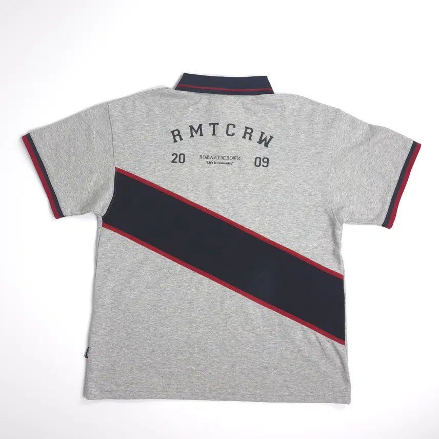 [BUNJANG] Romantic Crown Line Logo Short Sleeve Polo Shirt Grey / 로맨틱크라운 라인로고 반팔카라티 그레이 (M)