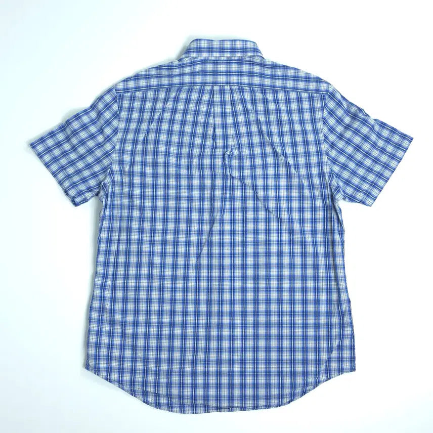 [BUNJANG] Polo Ralph Lauren Seersucker Cotton Short Sleeve Checkered Shirt Navy Check (M) / 폴로 랄프로렌 시어서커 코튼 반팔 체크셔츠 네이비체크 (M)