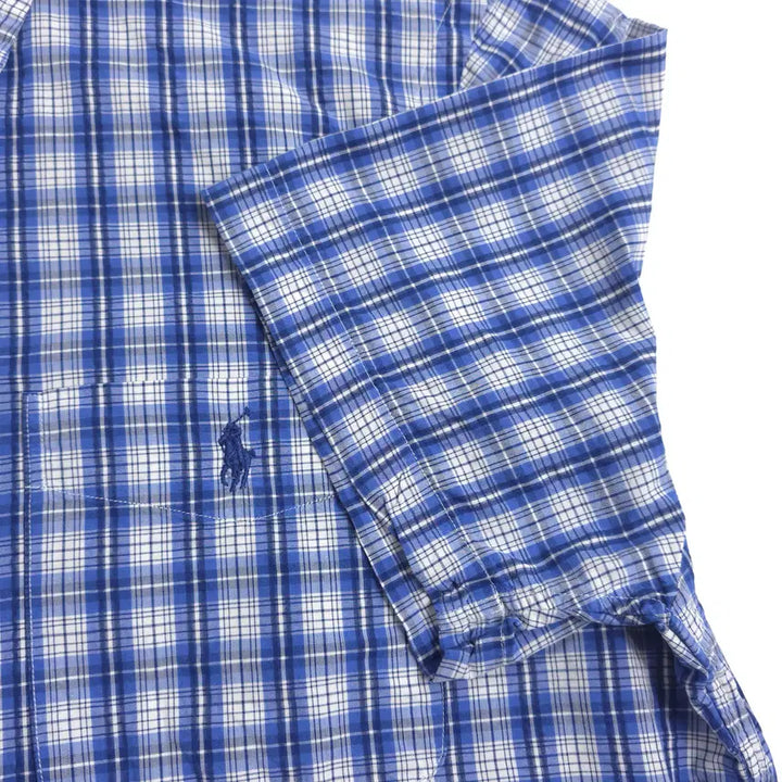 [BUNJANG] Polo Ralph Lauren Seersucker Cotton Short Sleeve Checkered Shirt Navy Check (M) / 폴로 랄프로렌 시어서커 코튼 반팔 체크셔츠 네이비체크 (M)