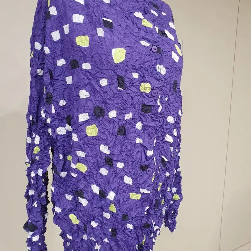 [BUNJANG] Unique Wrinkled Purple Dotted Jacket / 주름 퍼플 도트 자켓