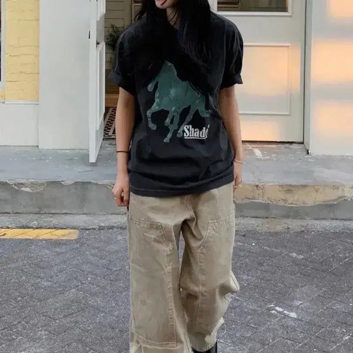 [BUNJANG] Gamma Gallery Wide Beige Cotton Pants / 와이드 베이지 코튼 팬츠 (감마갤러리)
