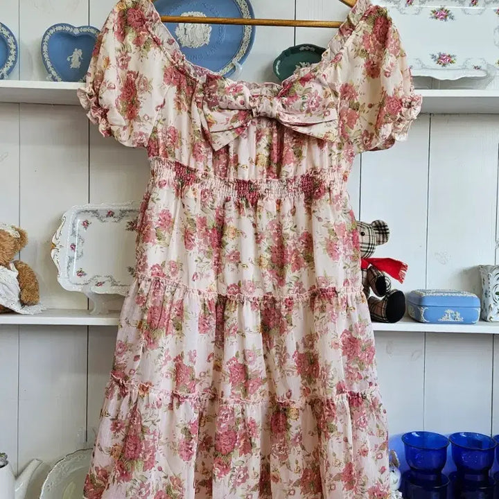 [BUNJANG] Dearly Rose Tiered Chiffon Dress / (디어리) 로즈 티어드 쉬폰 원피스