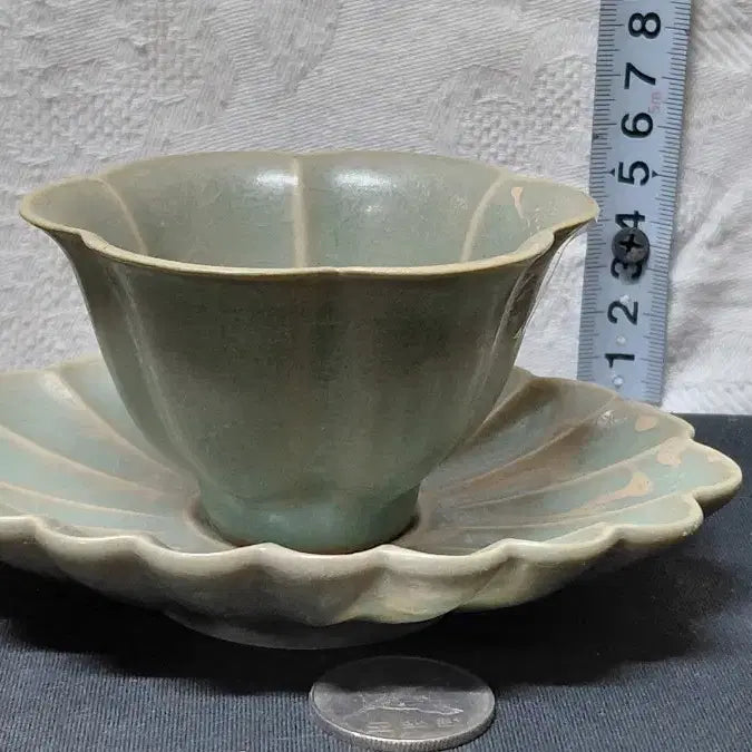 [BUNJANG] Song Dynasty Jun Ware Celadon Tea Cup and Saucer Set / 송대 정요청자 잔잔대