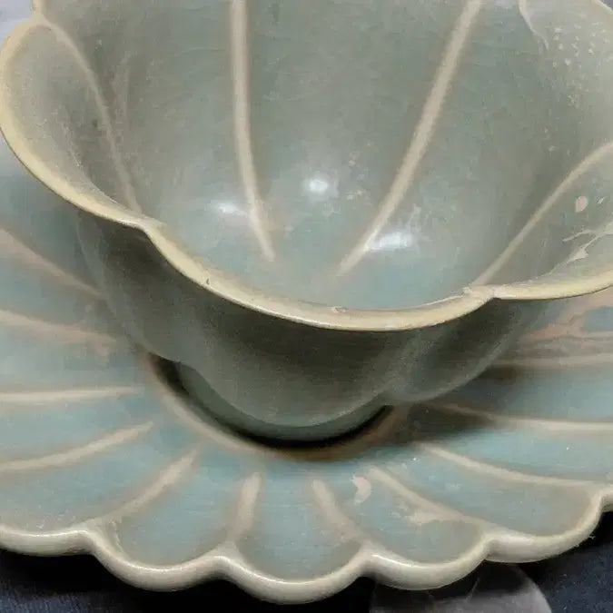 [BUNJANG] Song Dynasty Jun Ware Celadon Tea Cup and Saucer Set / 송대 정요청자 잔잔대