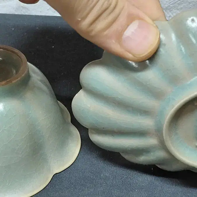 [BUNJANG] Song Dynasty Jun Ware Celadon Tea Cup and Saucer Set / 송대 정요청자 잔잔대
