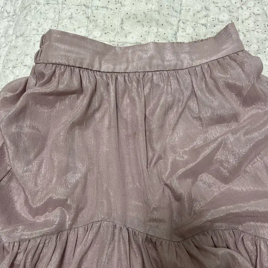 [BUNJANG] Deep Pink Pearl 3-Tier Ruffle Maxi Skirt / 딥분홍색 펄 3단 프릴 캉캉 밴딩 롱치마 스커트